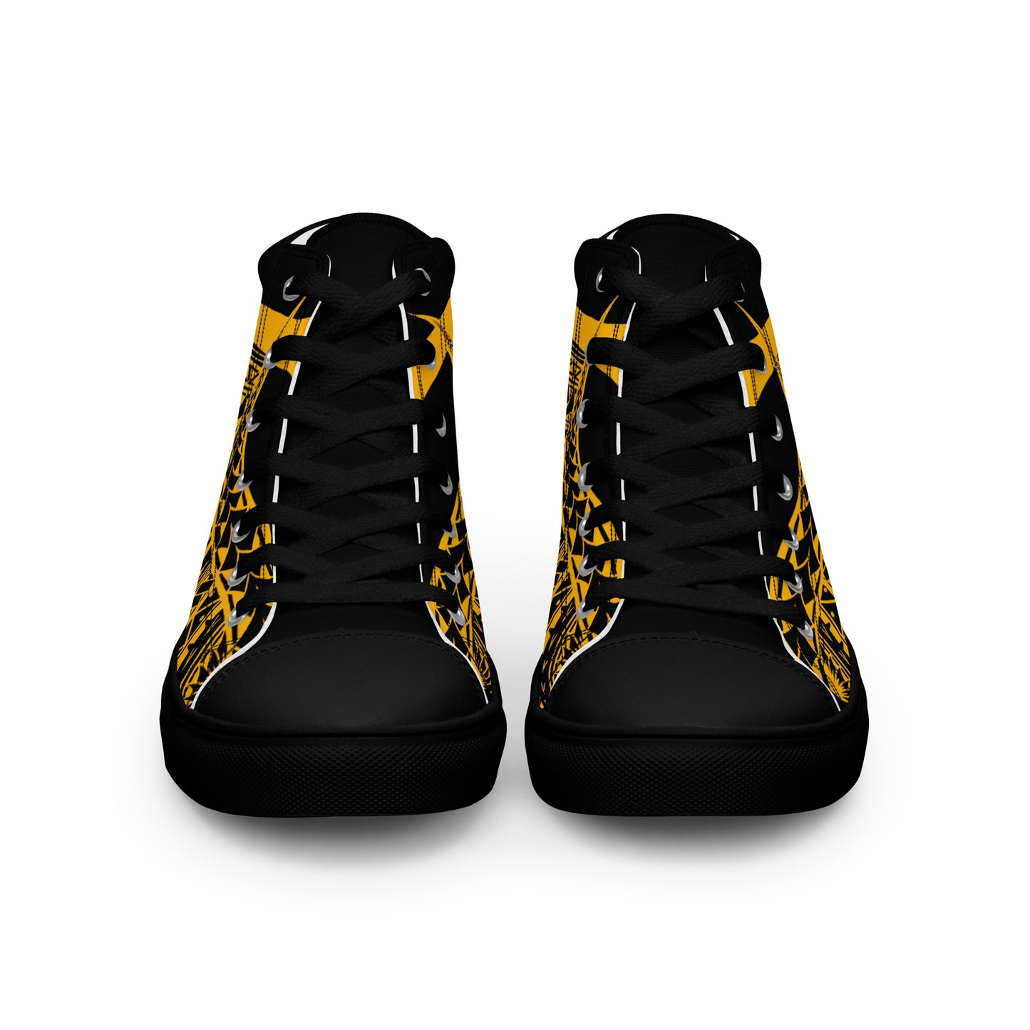 Black & Yellow High Top Canvas Shoes