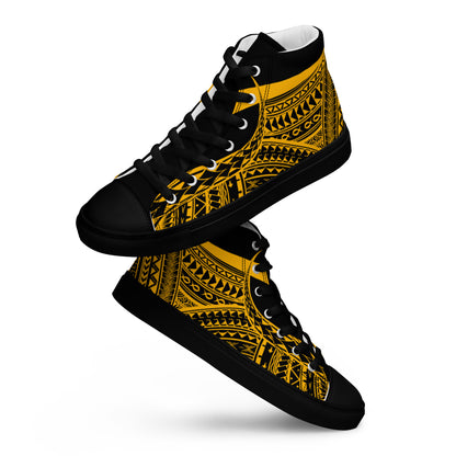 Black & Yellow High Top Canvas Shoes