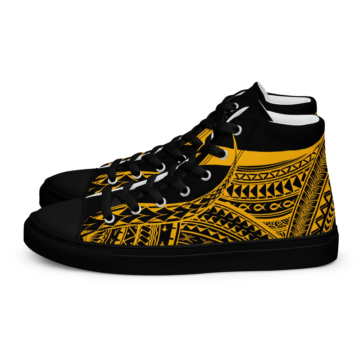 Black & Yellow High Top Canvas Shoes