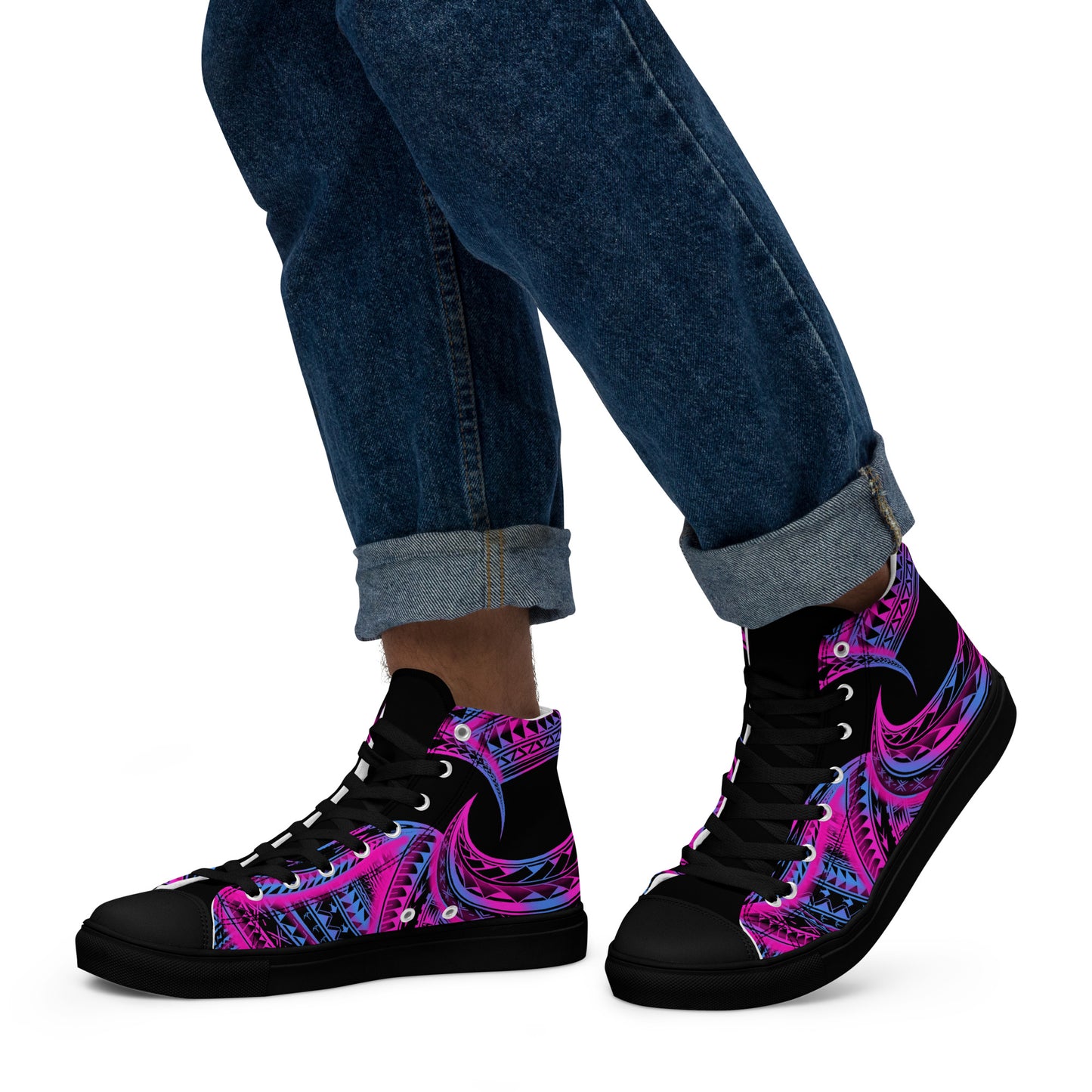 Pink & blue high top canvas shoes