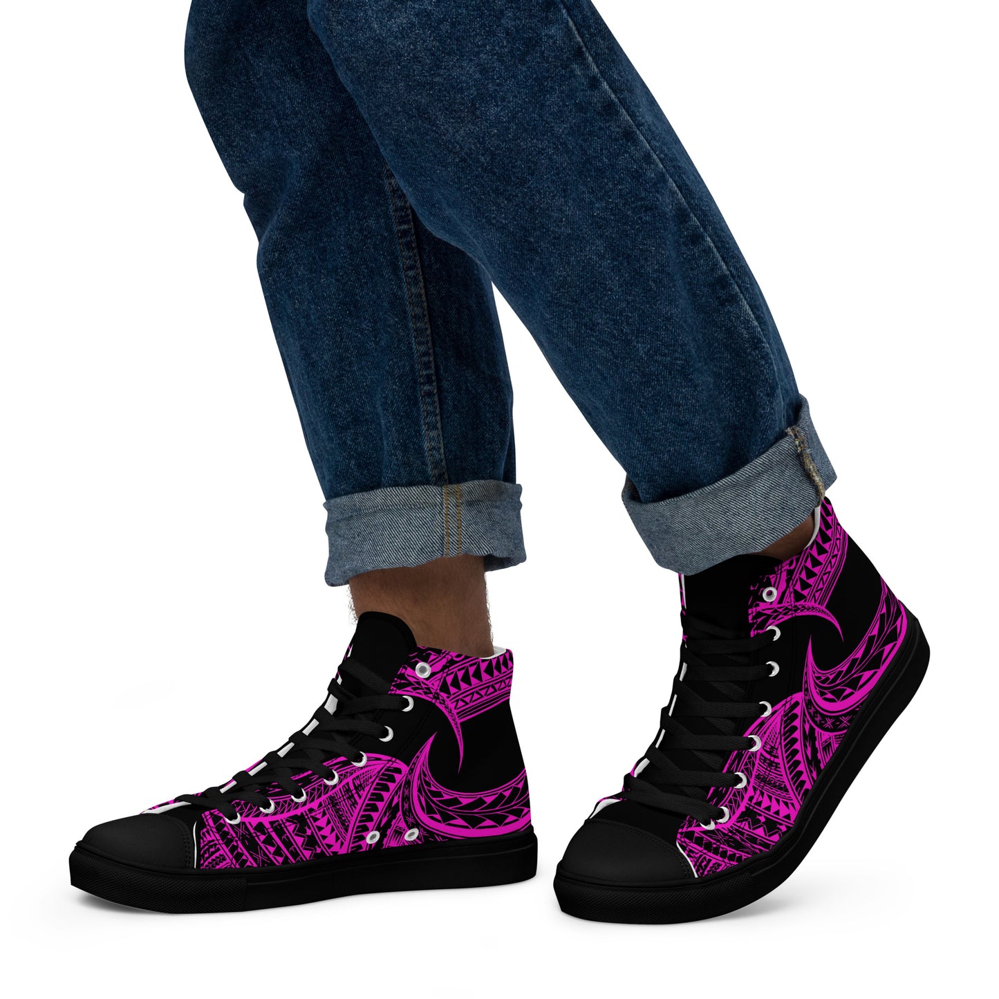 Pink tribal high top canvas shoes