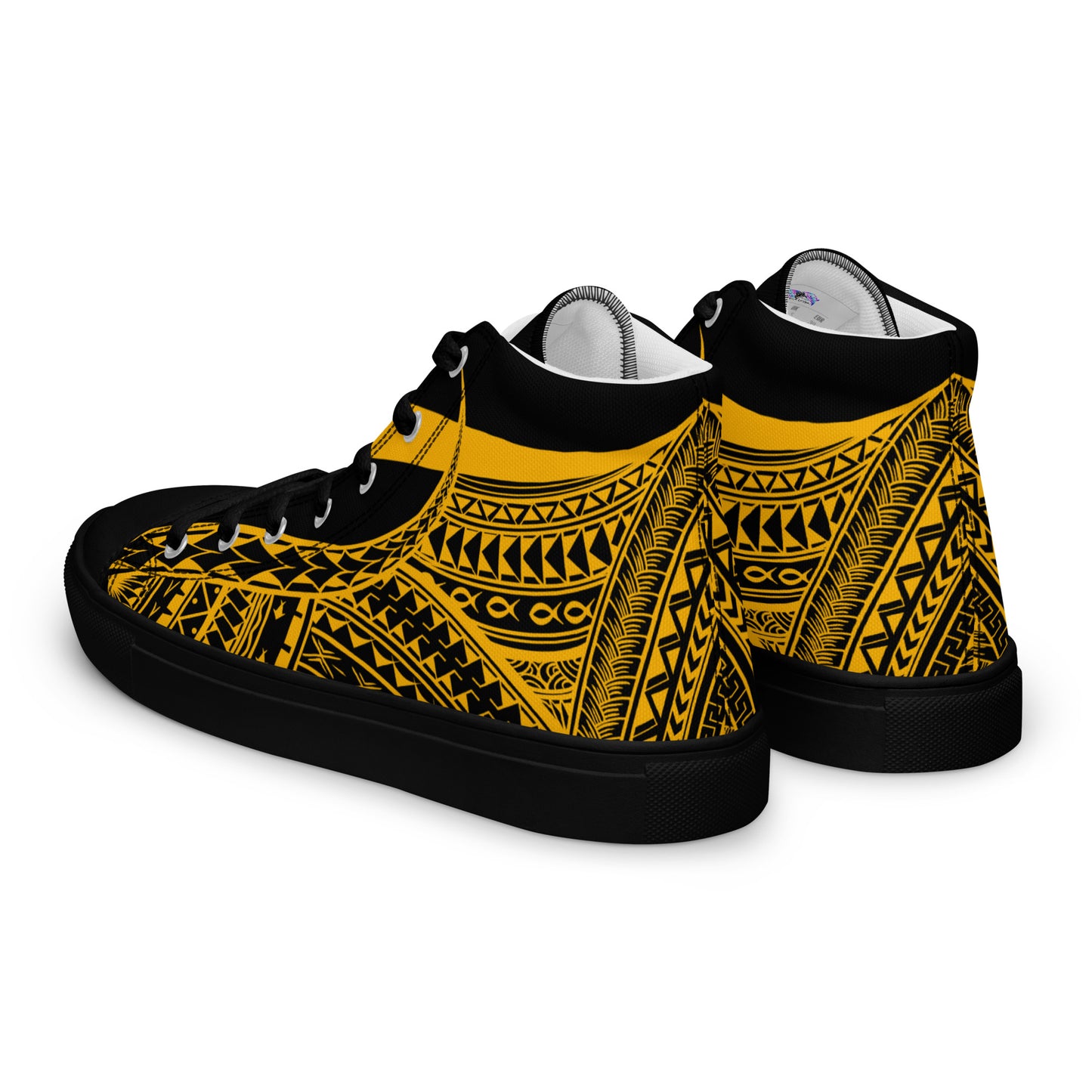 Black & Yellow High Top Canvas Shoes