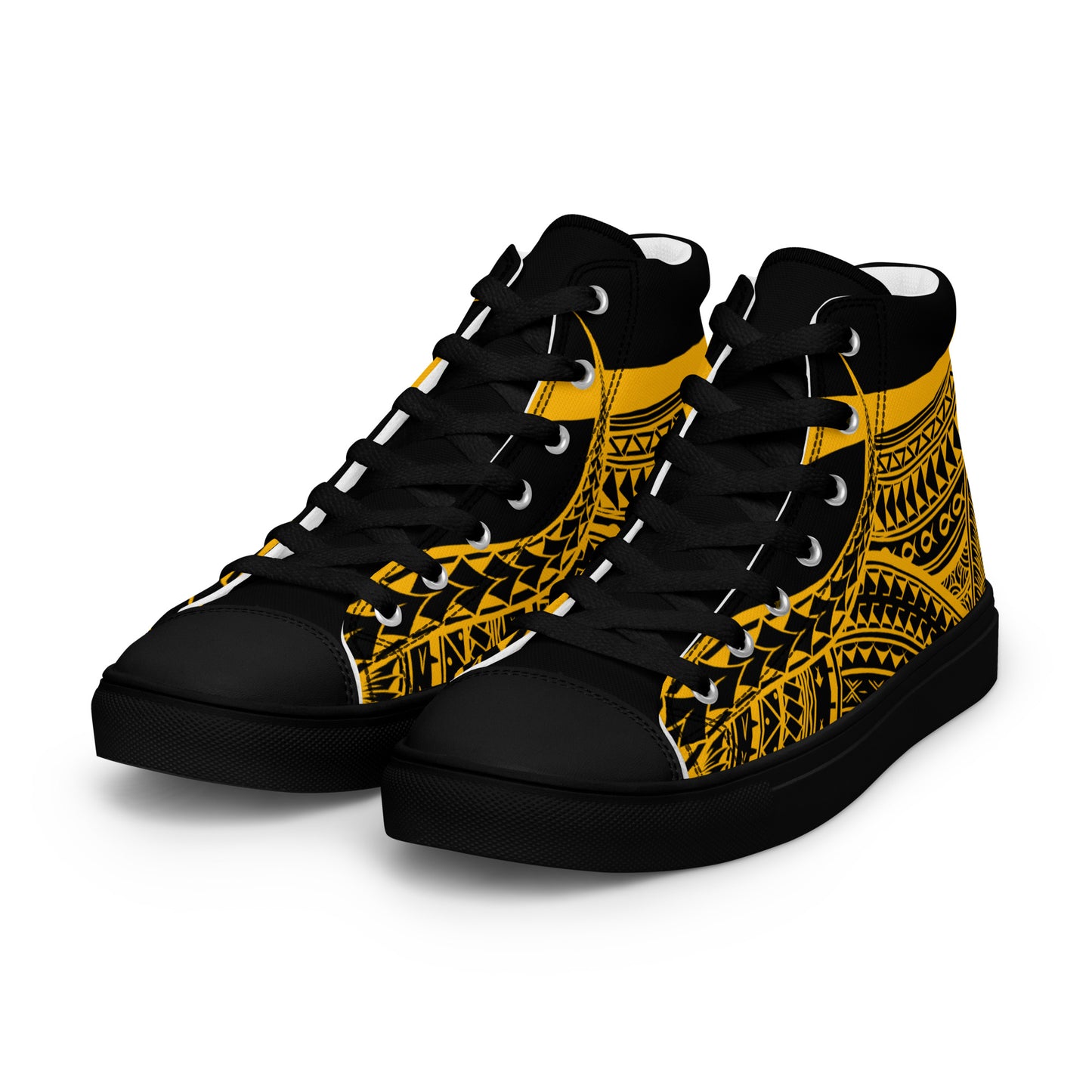 Black & Yellow High Top Canvas Shoes