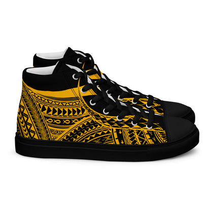 Black & Yellow High Top Canvas Shoes