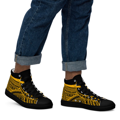 Black & Yellow High Top Canvas Shoes