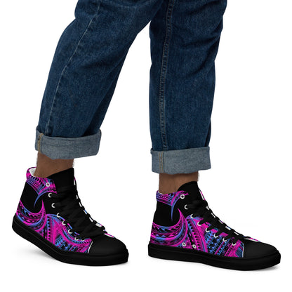 Pink & blue high top canvas shoes