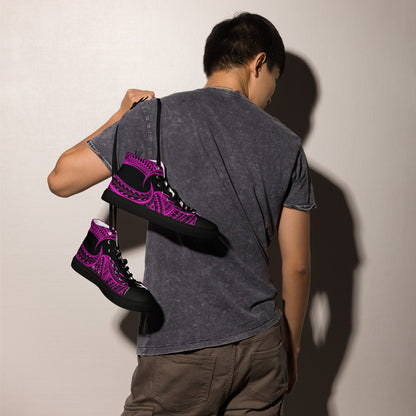 Pink tribal high top canvas shoes