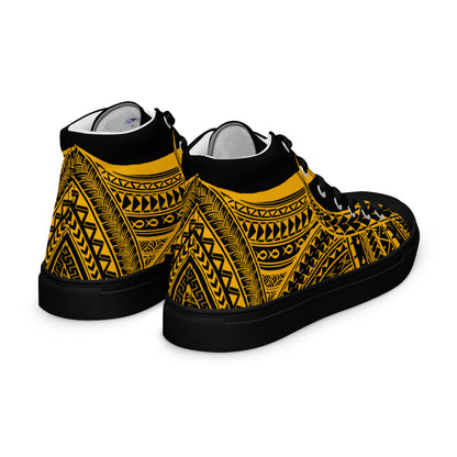 Black & Yellow High Top Canvas Shoes