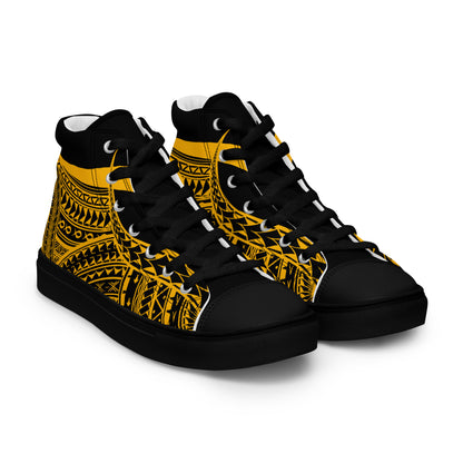 Black & Yellow High Top Canvas Shoes