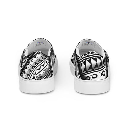 Black tribal slip-on canvas shoes