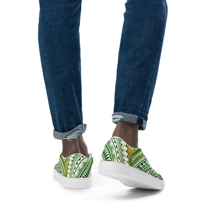 Green & yellow slip-on canvas shoes