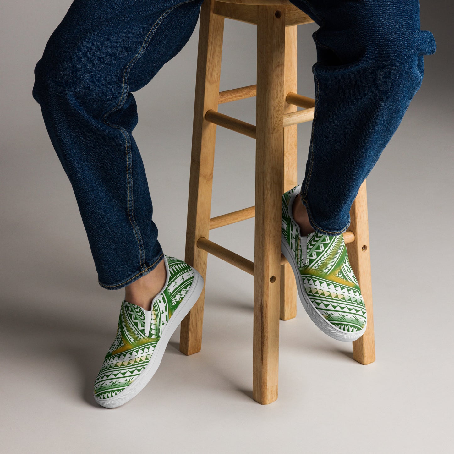 Green & yellow slip-on canvas shoes