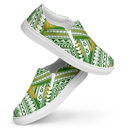 Green & yellow slip-on canvas shoes