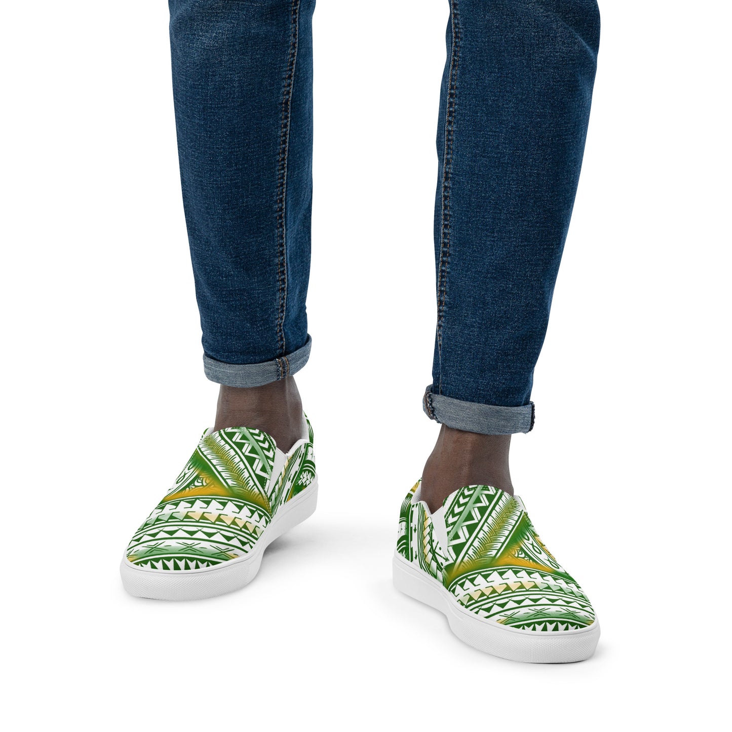 Green & yellow slip-on canvas shoes