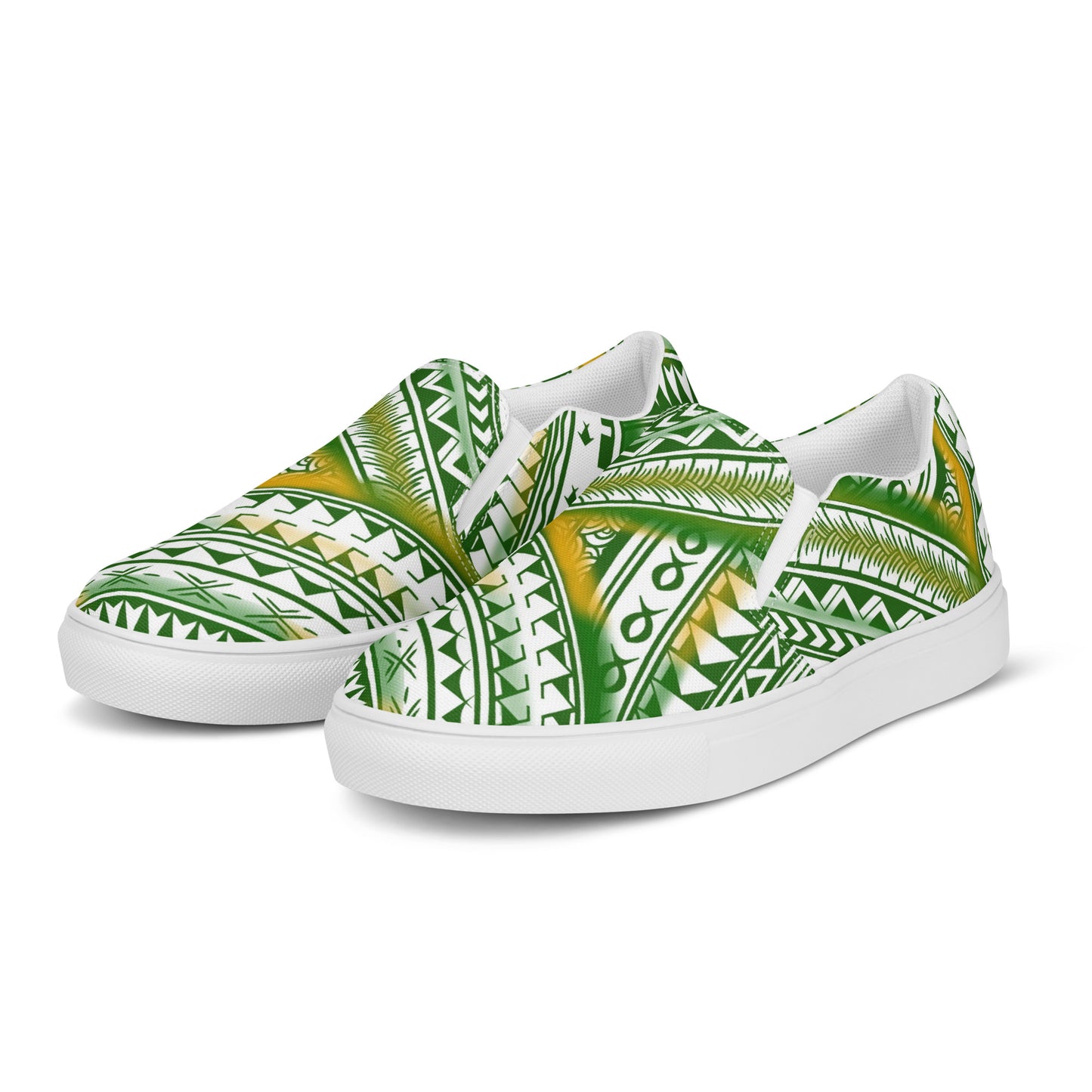 Green & yellow slip-on canvas shoes