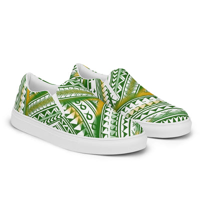 Green & yellow slip-on canvas shoes